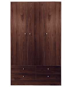 3 Door 4 Drawer Wardrobe - Wenge Effect