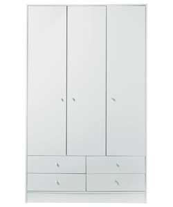 3 Door 4 Drawer Wardrobe - White Effect