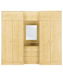 4 Door Large Fitment Wardrobe - Maple