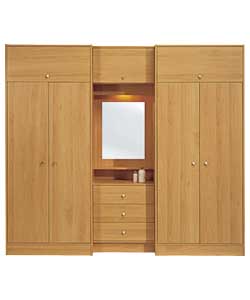 4 Door Large Fitment Wardrobe - Pine Effect