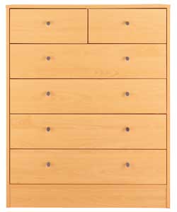 Malibu 4 Wide 2 Narrow Drawer Chest - Beech