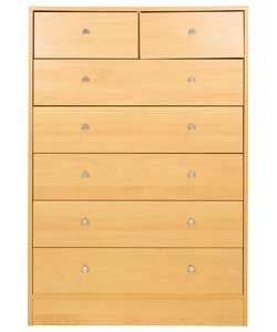 Malibu 5 Wide 2 Narrow Drawer Chest - Beech