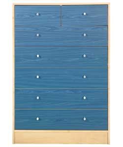 Malibu 5 Wide 2 Narrow Drawer Chest - Blue