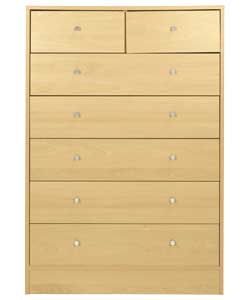 Malibu 5 Wide 2 Narrow Drawer Chest - Maple