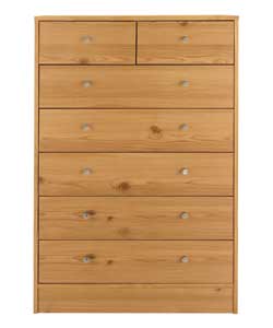 Malibu 5 Wide 2 Narrow Drawer Chest - Pine