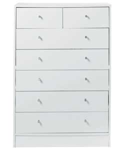 Malibu 5 Wide 2 Narrow Drawer Chest - White