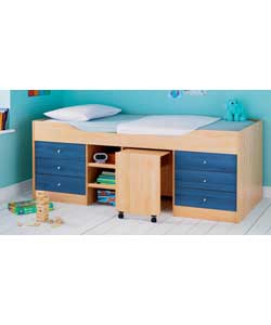 malibu Mid Sleeper Blue Bed with Sprung Matt