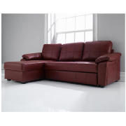 Leather Left Hand Corner Storage Sofa Bed,