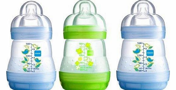 MAM Anti Colic Bottle 3 Pack 160ml Blue