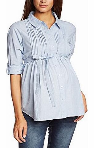 Mamalicious  Womens CHAMB LS WOVEN SHIRT Regular Fit Long Sleeve Maternity Blouse, Blue (Light Blue C-686505), Size 12 (Manufacturer size: Medium)