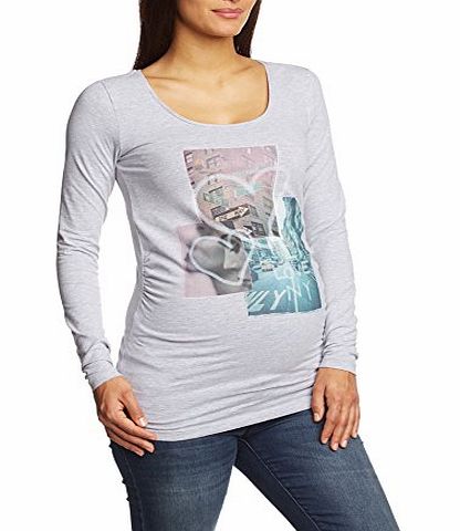 Mamalicious  Womens Paloma L/s Jersey Top Crew Neck Long Sleeve Maternity Long Sleeve Top, Grey (Light Grey Melange), UK 12 (Manufacturer size:Medium)