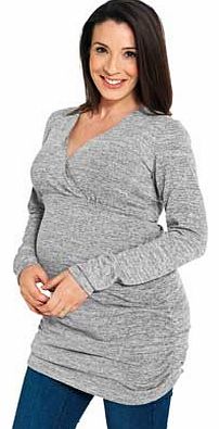 Womens Grey Wrap Top - Medium