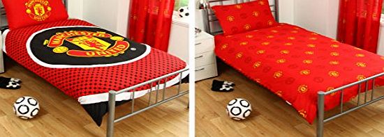 Man U OFFICIAL Manchester United Man U FC Bullseye Single Reversible Duvet Cover and Pillowcase Set (MUSD2)