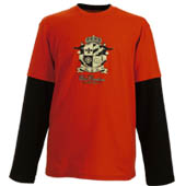 Eric Cantona Long Sleeve Layered Top - Red/Black.