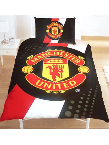 New Official Football Team Single Duvet Set (Man Utd FC (Stripe))