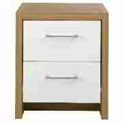 2 Drawer Bedside Oak, White Gloss