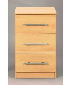 Manhattan 3 Drawer Bedside Chest - Beech Effect