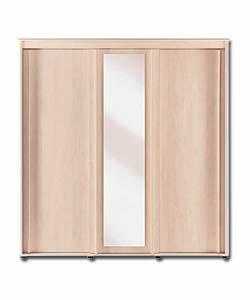 Manhattan 3 Sliding Door Mirrored Wardrobe - Maple Effect