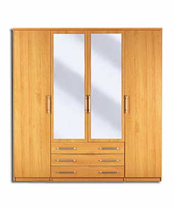 Manhattan Beech Eff 2 Long 2 Short Doors/3 Drawer Wardrobe