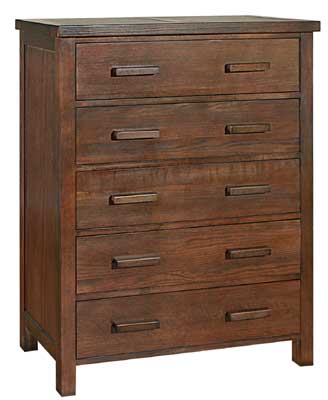 Dark Oak Five Drawer Chest Of Drawers