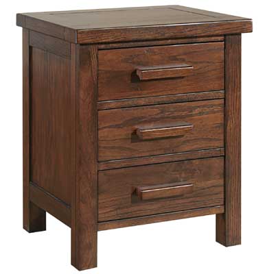 Dark Oak Three Drawer Bedside Cabinet