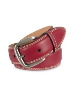 Men` Burgundy Smooth Leather Belt