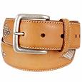 Manieri Snake Stamped Inserts Caramel Italian Leather Belt