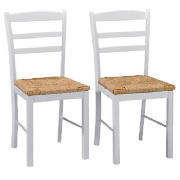 Manila Pair Of Rush Seat Chairs, White