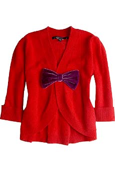 Angora blend bow cardigan