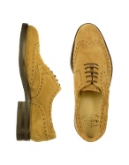 Camel Suede Wingtip Oxford Dress Shoes