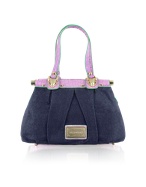 Mario Valentino Rudis - Denim and Pink Croco Satchel Bag