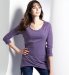 Pure Cotton 3/4 Sleeve Asymmetric T-Shirt