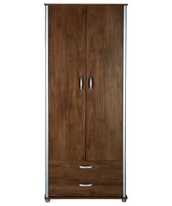 Marlin 2 Door 2 Drawer Wardrobe - Walnut