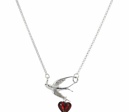 Swallow and Cranberry Murano Heart