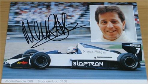 MARTIN BRUNDLE SIGNED 6 x 4 BRABHAM-JUDD PROMO