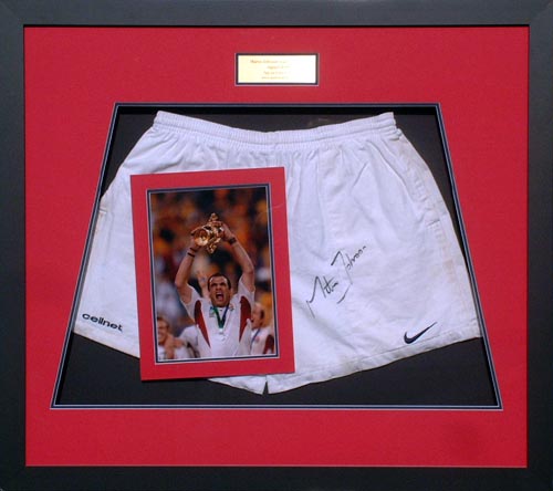 Martin Johnson signed match worn shorts presentation