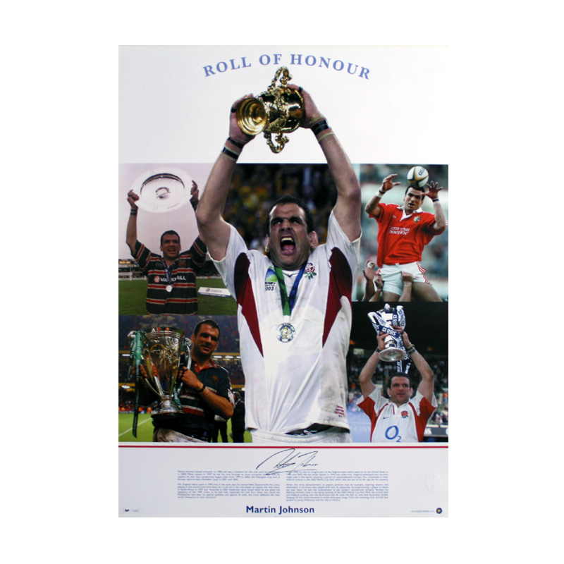 Martin Johnson Signed Photo: Roll of Honour