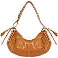 Maschera Dark Tan Lizard-Embossed Leather Hobo Bag