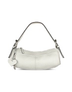 White Pebble Soft Calf Leather Hobo Bag