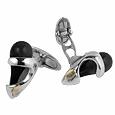 Masini Black Murano Drop Sterling Silver Cufflinks