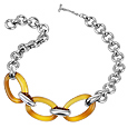 Masini Gioielli Amber Oval Murano Glass & Sterling Silver Necklace