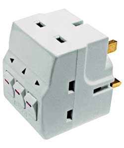 Masterplug 3-Way Individually Switched Adaptor