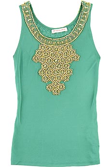 Embellished jersey tank top