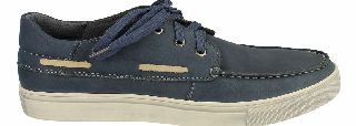 MAVERICK Navy Leather Boatshoe