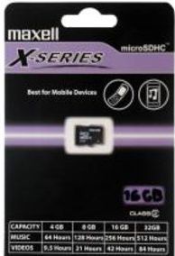 Maxell micro sdhc card. 16gb.. X series. class 4