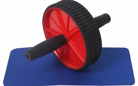 MAXSTRENGTH Exercise Wheel Slim Trim Power Ab Roller Pro Crunch Tonner with Knee Matt - Red/Black, 1.1 Lb