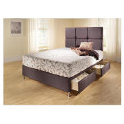 4 Drawer Double Divan, Steel Faux Suede