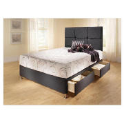 4 Drawer King Divan, Black Damask With