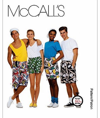 McCalls Patterns Misses/Mens/Teen Boys Boxer Shorts In 3 Lengths, M6104, Size MED