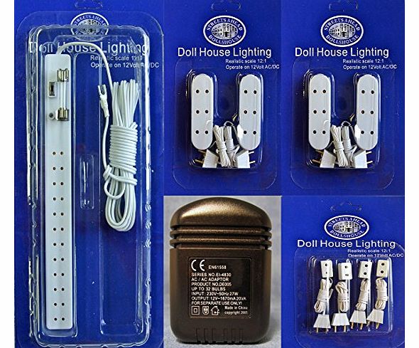 MDH DOLLS HOUSE LIGHT WIRING KIT FOR STRIP LIGHTING 1/12TH INCLUDES TRANSFORMER